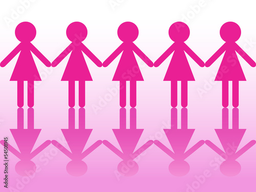 Row of women silhouettes holding hands