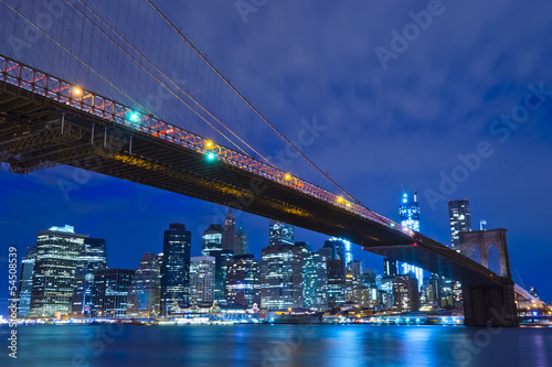 Brooklyn Bridge  at night in New York City Manhattan  USA