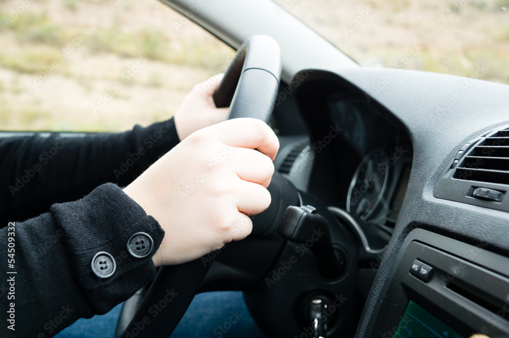 woman driving a car
