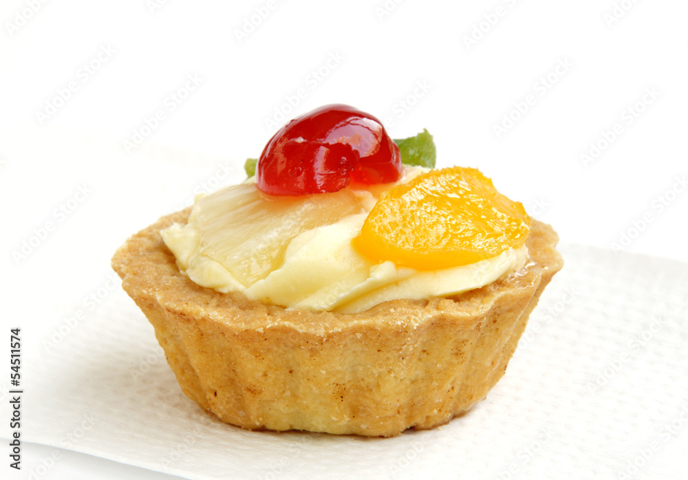 Closeup of delicious fresh fruit tart