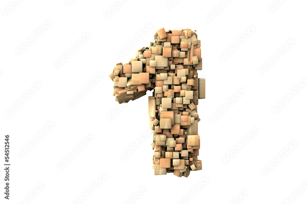 Number one shape  build with wood particles