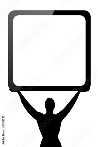 leere Angebotstafel mit Silhouette - weiß