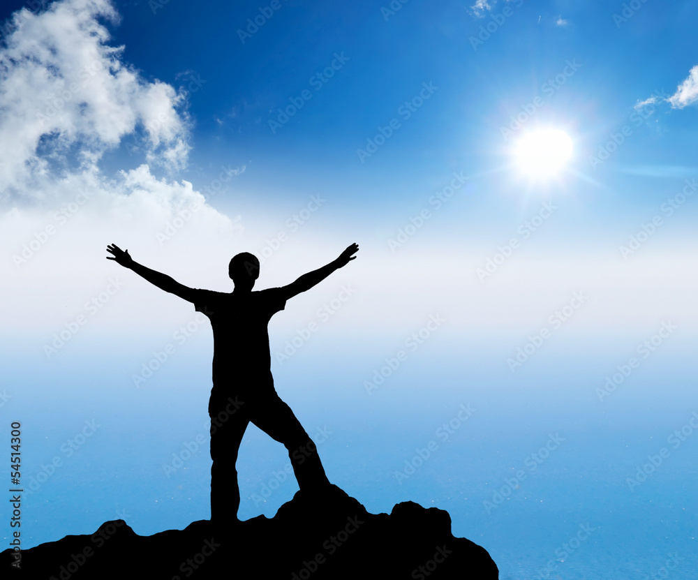 Silhouette of a winner. Sport and active life concept Silhouette of a winner. Sport and active life concept