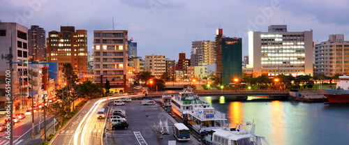 Naha, Okinawa, Japan Cityscape at Tomari Port photo
