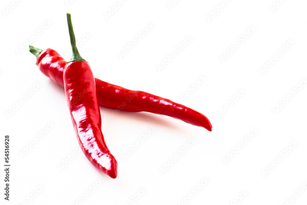 Hot red chilli pepper on a white background Hot red chilli pepper on a white background
