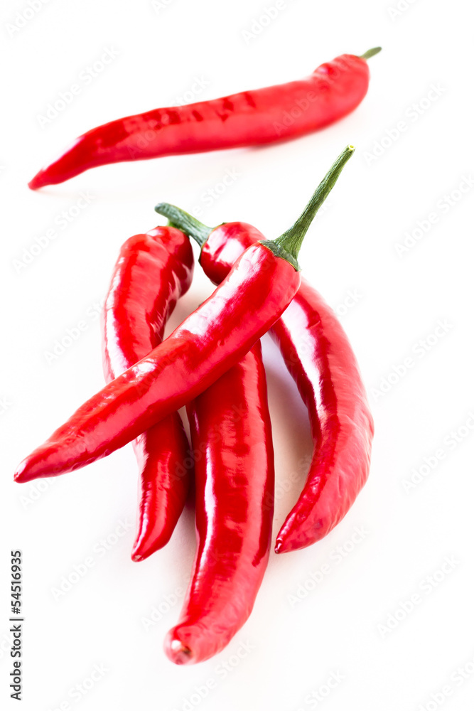 Hot red chilli pepper on a white background