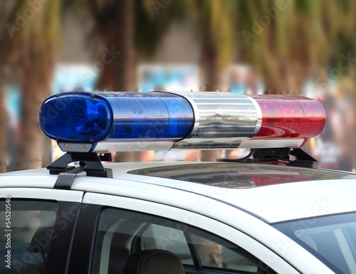 Red and Blue Lightbar of a Police Car