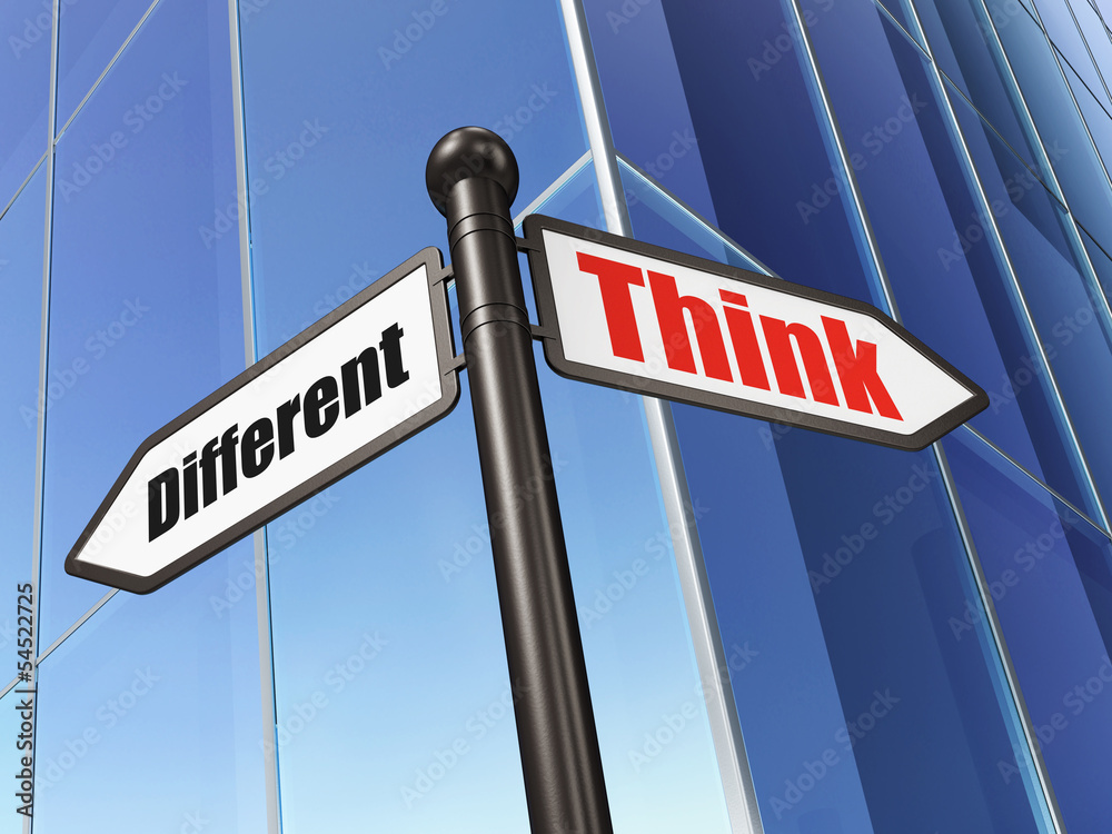 Education concept: Think Different on Building background