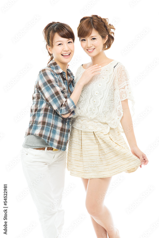 Beautiful asian women relaxing on white background Beautiful asian women relaxing on white background