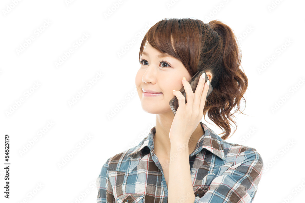 Beautiful asian woman relaxing on white background Beautiful asian woman relaxing on white background