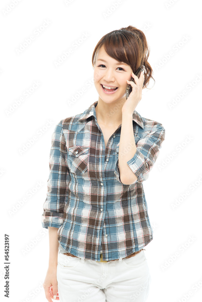 Beautiful asian woman relaxing on white background Beautiful asian woman relaxing on white background
