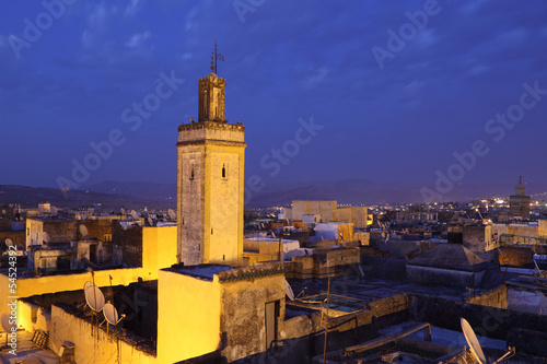 Medina in Fes at ngiht. Morocco, North Africa