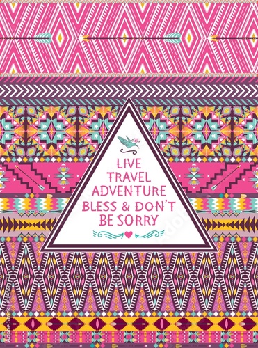 Hipster seamless tribal pattern with geometric elements
