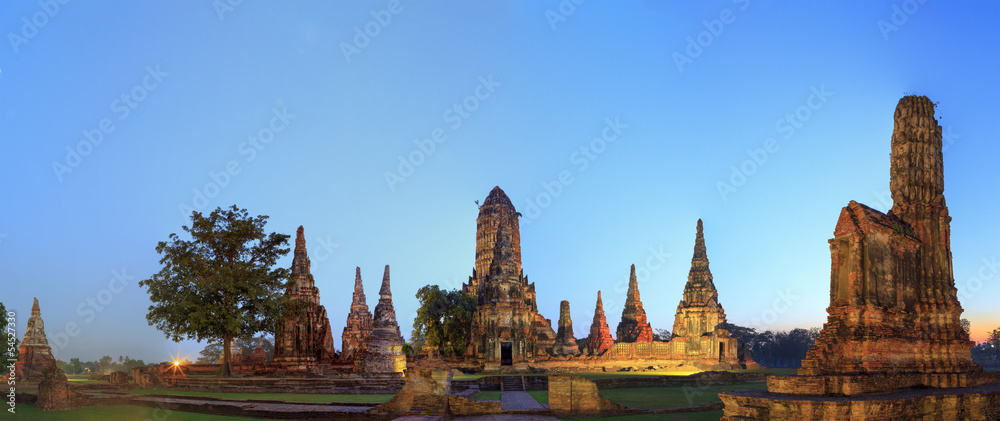 Panorama view of the ancient remains in Ayutthaya Panorama view of the ancient remains in Ayutthaya