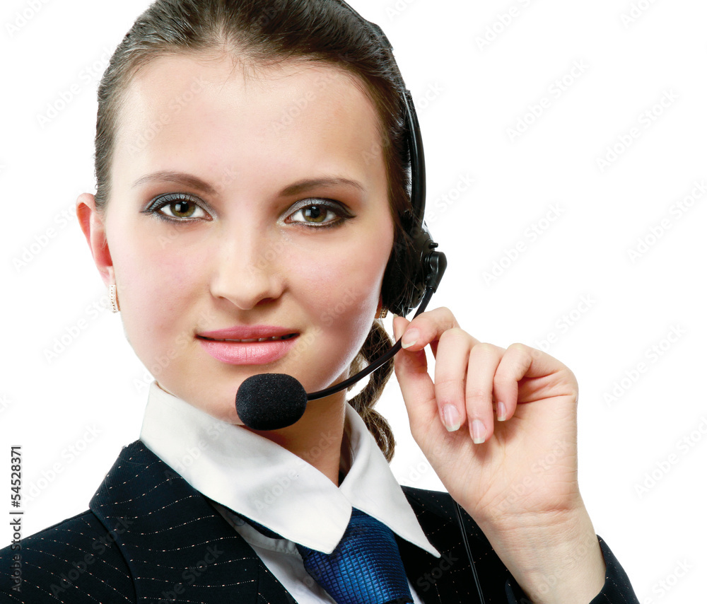Beautiful business woman with headset. Call center. Beautiful business woman with headset. Call center.