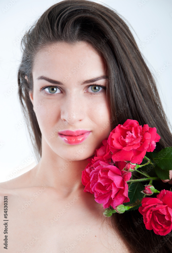 Girl with roses