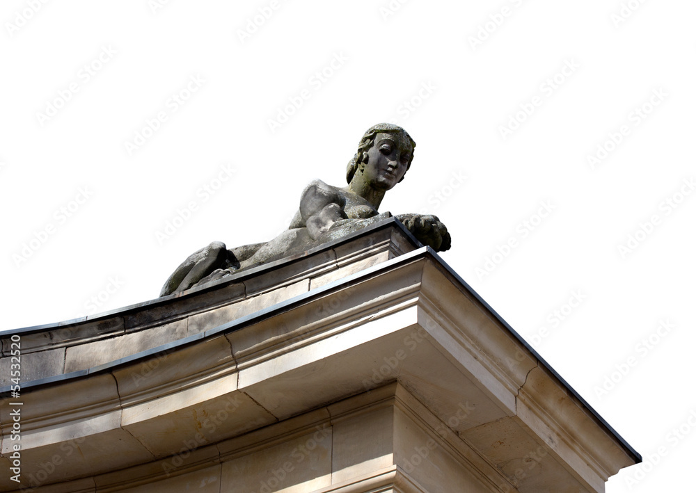 Obraz premium Woman sphinx sculpture on white backgrownd