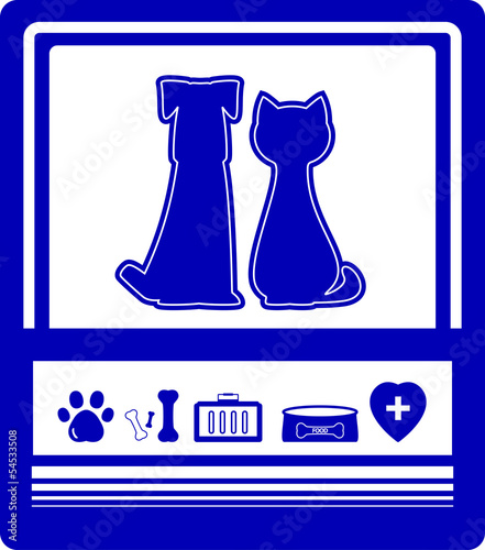 veterinary background with pet and set isolated zoological goods