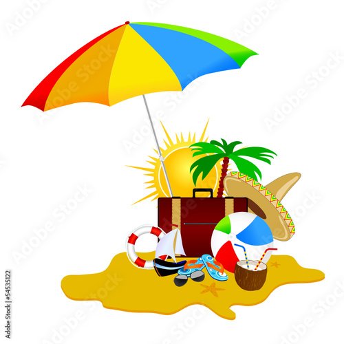 beach with stuff art vector illustration part five