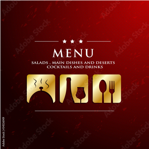 menu restaurant with golden icon in ground background