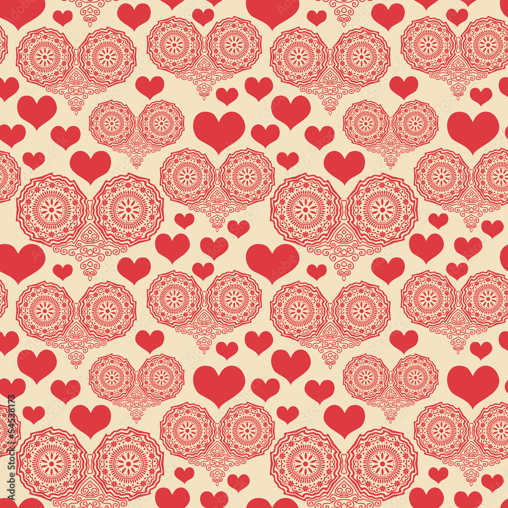 romantic seamless pattern with hearts