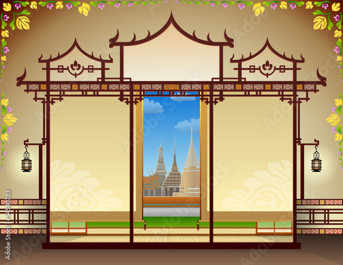 Graphic layout with traditional thai elements. Vector template
