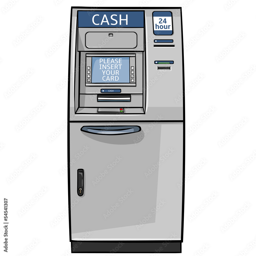 Cute Cartoon Sketch Machine Having Buttons Taking Cash Dispensing Out Stock  Vector by ©vectorsmarket 203674202