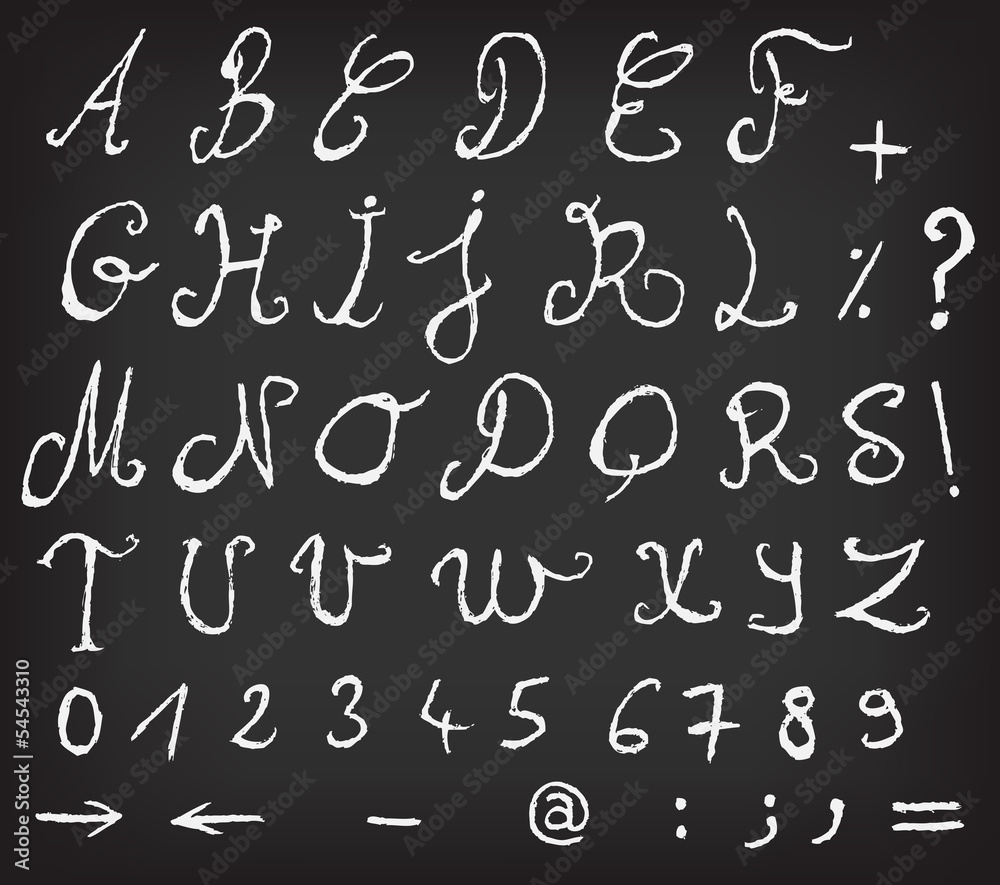 Hand Drawn Alphabet On School Chalkboard