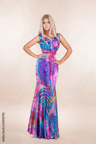 Vogue woman in fashipn violet summer dress