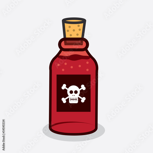 Red poison bottle with skull symbol