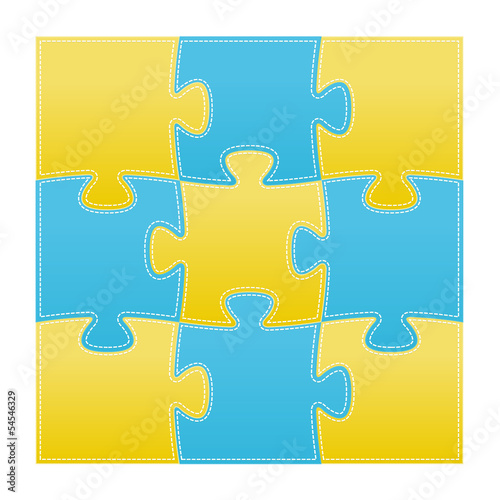 The isolated stitched puzzle pieces