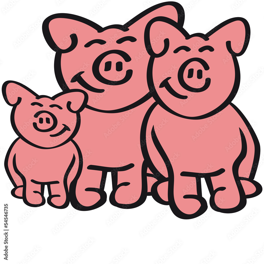 Fototapeta premium Cute Pig Family