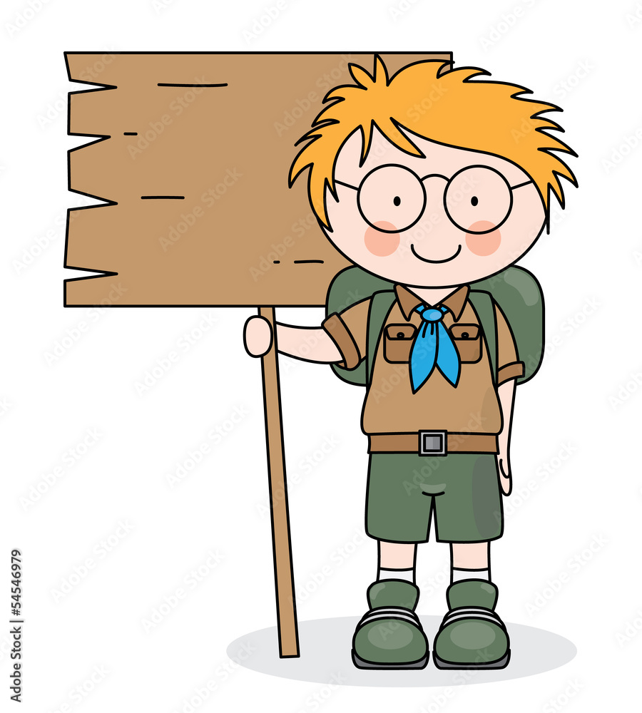 Fotografia happy boy scout. space for text
