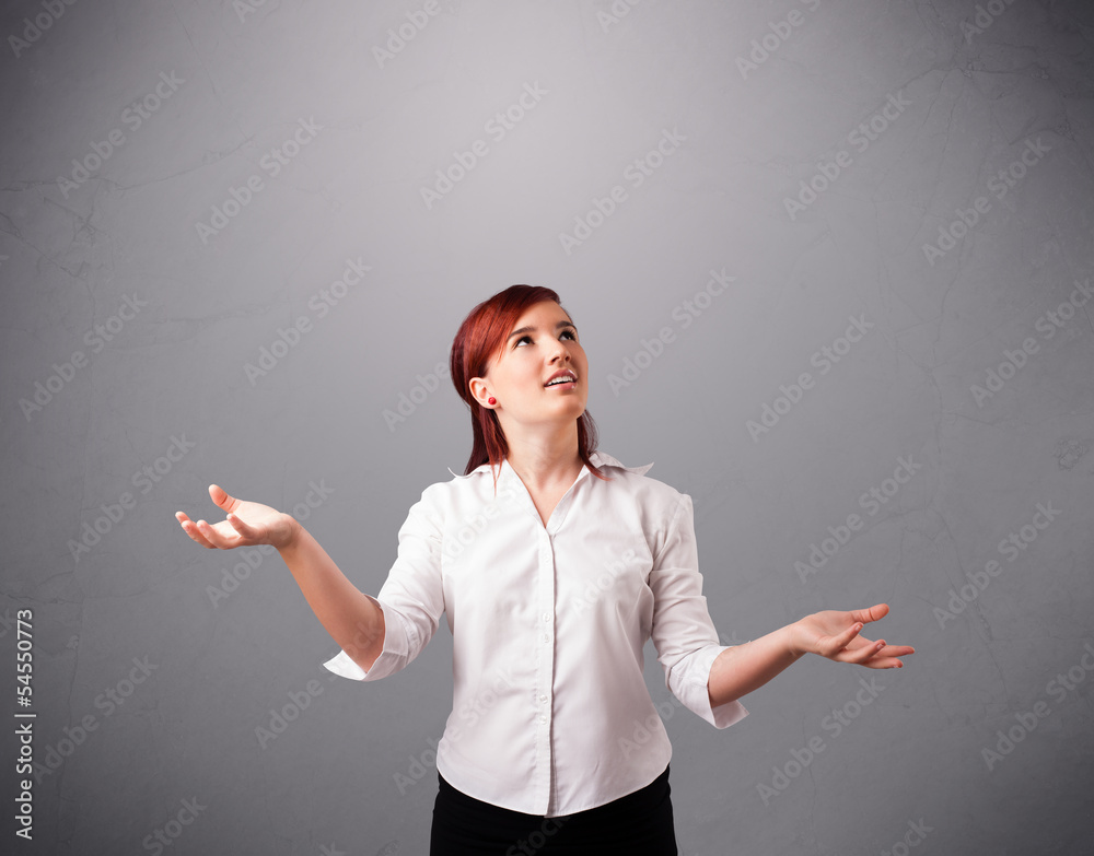 beautiful young lady juggling with copy space