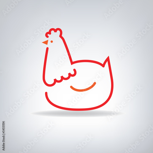 stylized chicken on a grey background, vector illustration