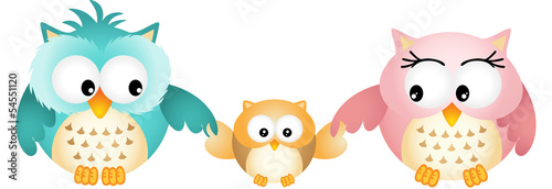 Happy Owl Family