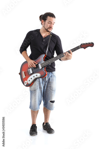 Boy playing bass