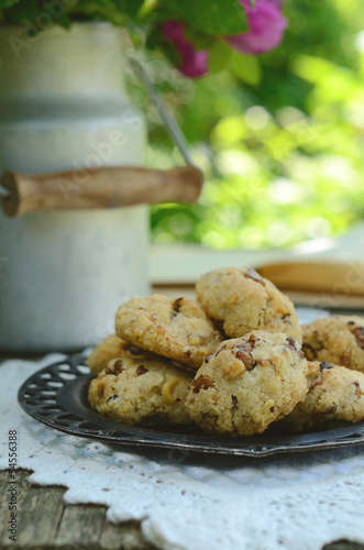 Walnut cookies on garden table