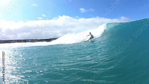 Surfer Doing Turn On Blue Wave photo