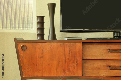retro decoration on television cabinet
