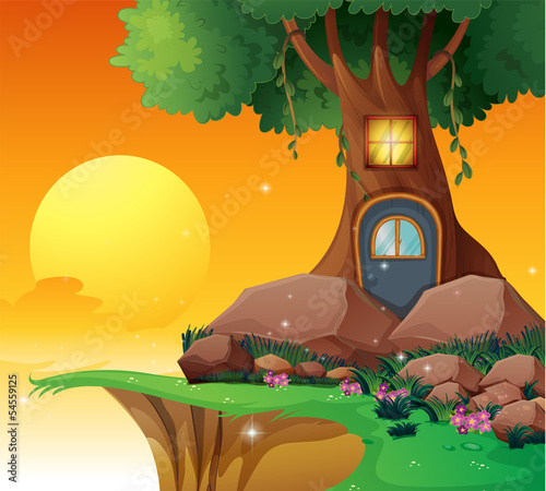 A tree house near the cliff