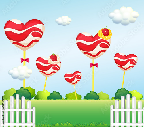 A garden full of lollipops