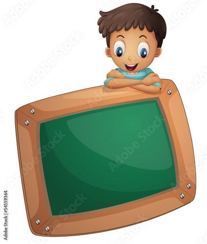 A boy holding an empty board