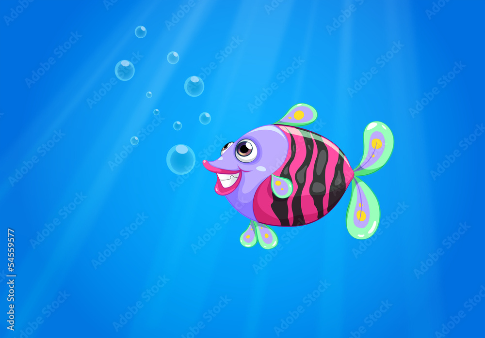 A colorful fish smiling under the sea A colorful fish smiling under the sea