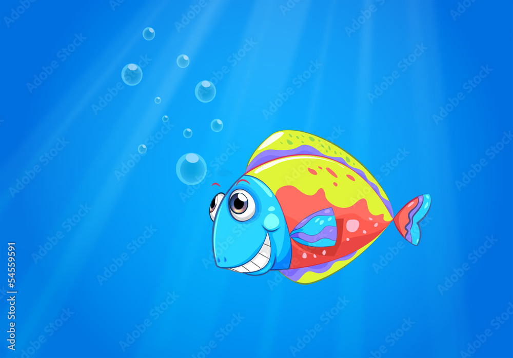 A colorful ugly fish under the sea