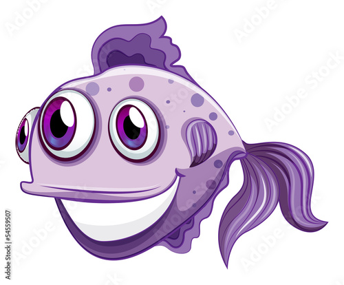 A violet fish smiling