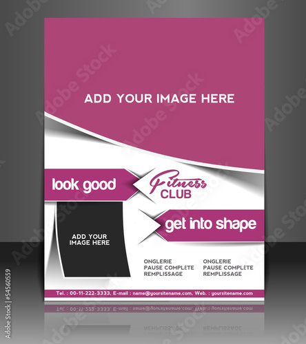 Vector fitness center brochure, flyer, magazine cover