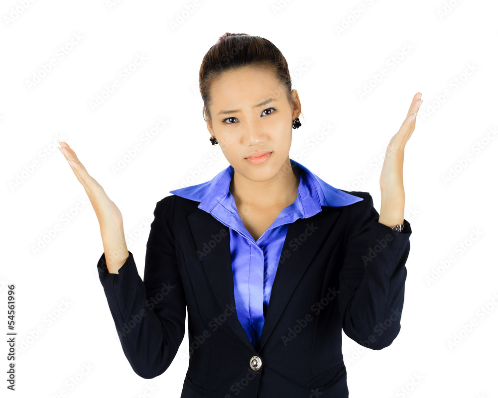 Isolated young asian business womanserious expression Isolated young asian business womanserious expression