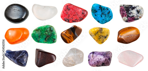 set of semi-precious pebbles