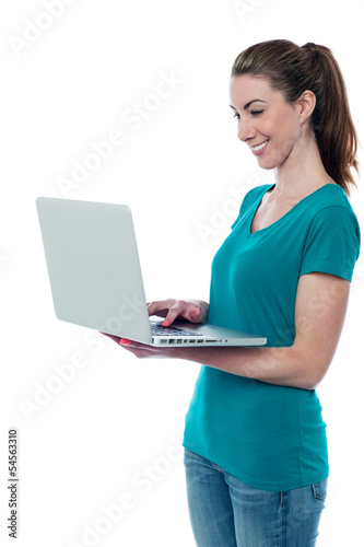 Woman working on her laptop